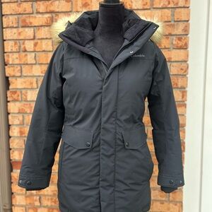 Columbia Black Parka with Faux Fur Hood